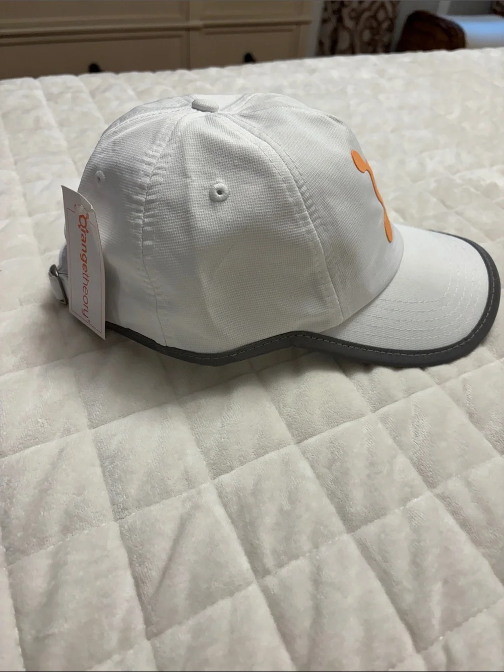 Orangetheory White Hat with Orange Logo and Gray Trim